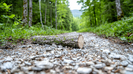 Obraz premium Forest trail log nature walk peaceful background