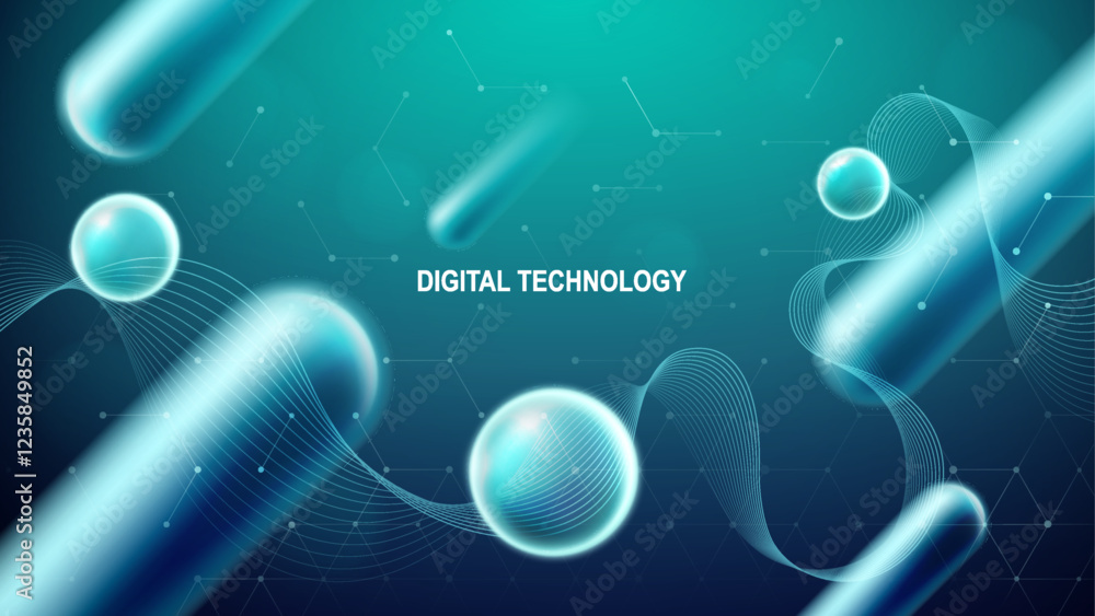Poster digital technology design machine learning background. big data neural networks, internet connection