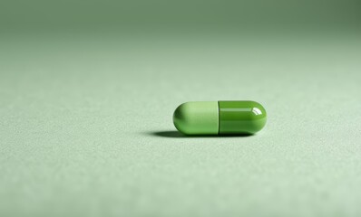 Green capsule on a soft green background