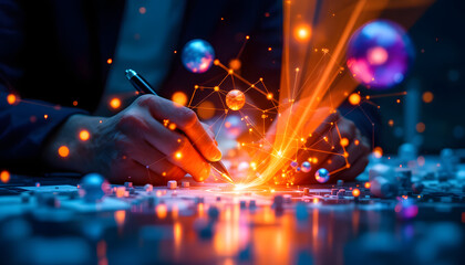 Hands crafting a digital future with innovative technology