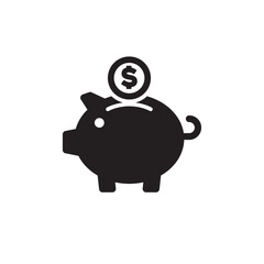 Till saving icon with piggy bank for money saving and financial planning use