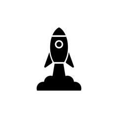 Startup icon with rocket launching and smoke for business growth and innovation use