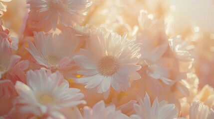 Sunlit daisies bouquet, soft focus, floral background, wedding decoration