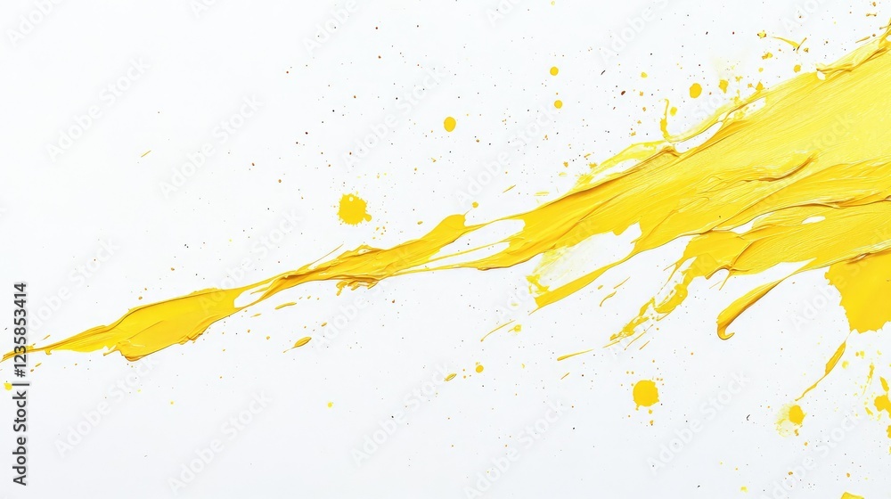 Poster abstract bright yellow paint splash on white background creating a vibrant artistic texture with dyn
