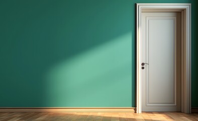 room with green door