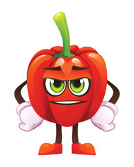 Cute red pepper character, expressing readiness. Vector cartoon illustration
