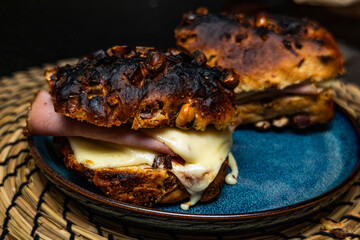 Ready -made cheese sandwich and ham