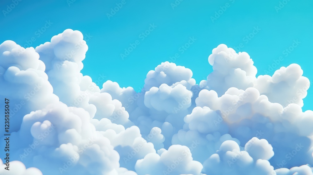 Aufkleber Soft and Fluffy White Clouds Against a Bright Blue Sky Creating a Serene and Tranquil Atmosphere Perfect for Backdrops in Art and Design Projects