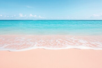 Obraz premium close-up of ocean waves gently lapping against sandy shore warm pastel tones soft focus copy space