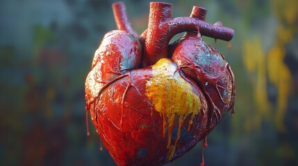 magazine cover style 3D heart, vibrant, eye-catching, placed in