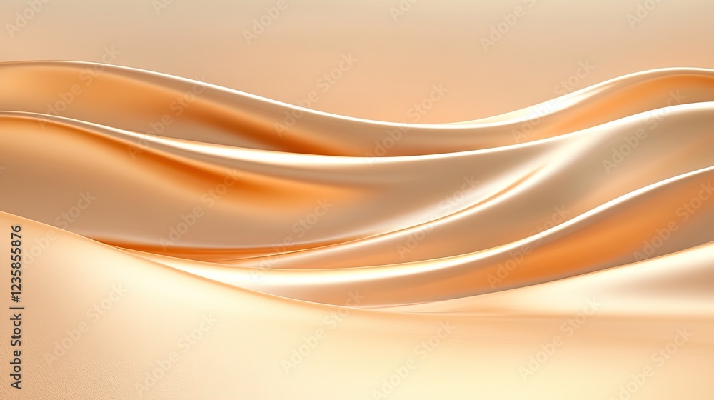 Poster digital representation of wind patterns moving across desert smooth curved lines in warm golden tone