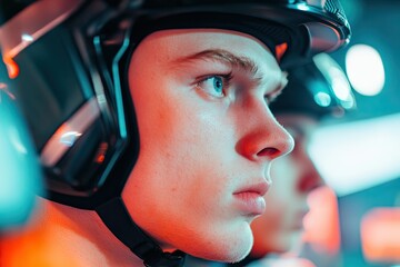 dynamic scene capturing professional esports players intensely training for competitions
