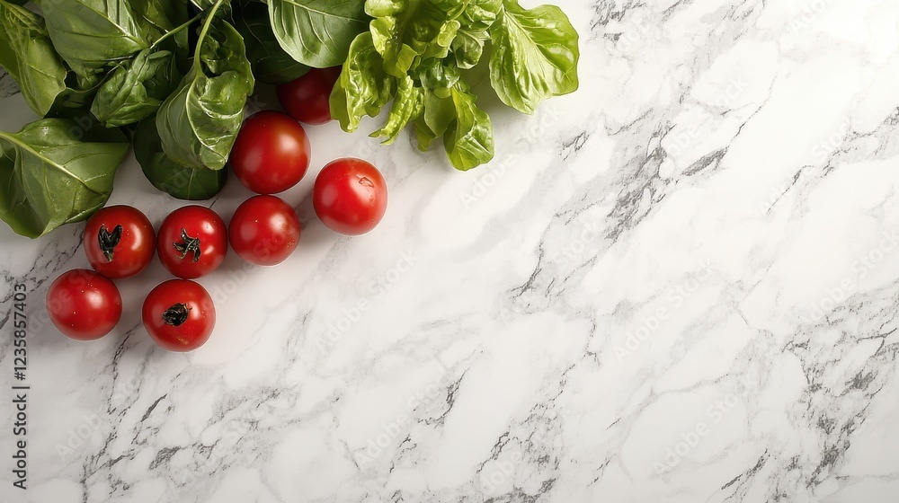 Wall mural Fresh Tomato Green Marble Surface