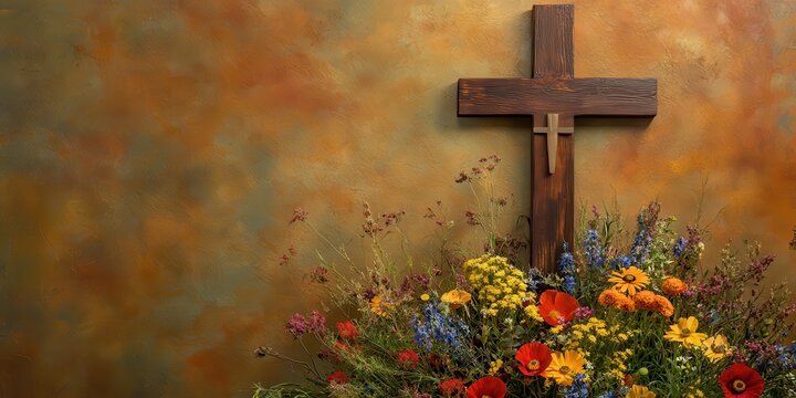 Floral Cross Display Warm toned Artistic Background