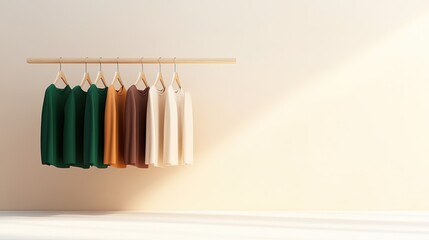 modern retail store displaying gender-neutral clothing on minimalist racks softly lit