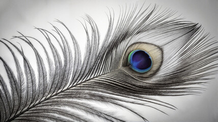 Obraz premium Peacock feather in black and white