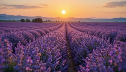 Obraz premium Lavender fields glowing under summer sun