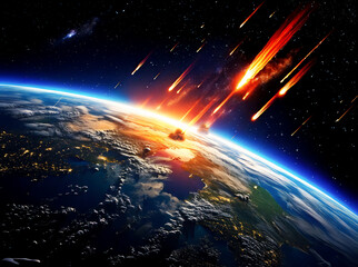 地球に落下する火の玉の隕石や小惑星