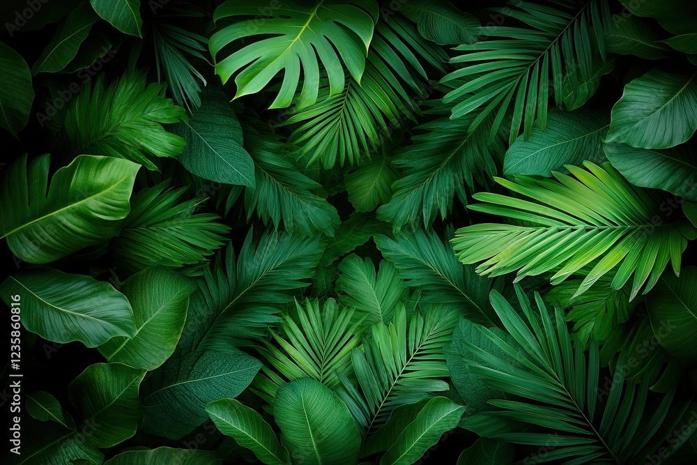 Poster surreal mirrored image of green jungle creating almost kaleidoscopic pattern