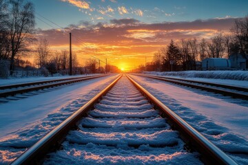 Fototapeta premium railway in the morning