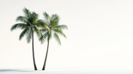 Obraz premium Two palm trees on white background, tropical vacation design