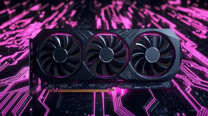 Obraz premium Futuristic GPU Design with Exposed Copper on Circuit Board Background