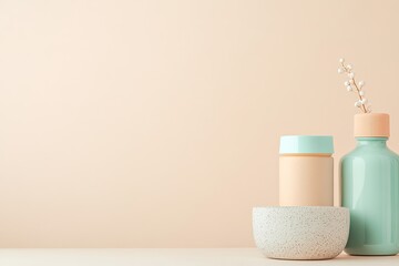 close-up photo showcasing array of zero waste products beautifully arranged on neutral backdrop with ample copy space