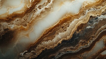 Fototapeta premium Elegant Marble Texture with Rich Brown and Gold Veins, Ideal for Backgrounds, Interior Design, and Creative Projects, Exuding Luxury and Sophistication