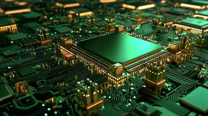 Obraz premium Intricate Kaleidoscopic Reflection of Modern Circuit Board Design