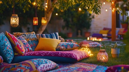 Colorful Bohemian Garden Party at Dusk