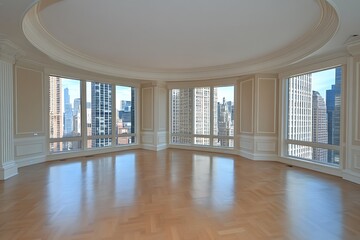 Fototapeta premium Stunning City View Apartment Interior