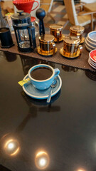 A cup of coffee on the counter