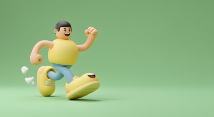 Joyful 3d Cartoon Man Running Animation