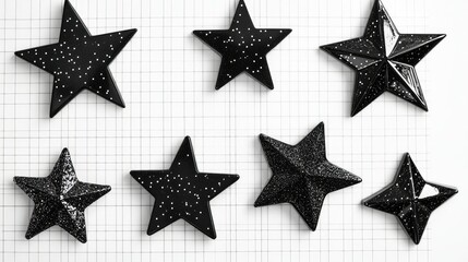 Obraz premium Black Stars with White Dots on a Grid Background, Perfect for Festive Decoration, Party Themes, Children Crafts, and Creative Projects