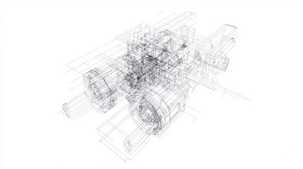 Obraz premium Blueprint of an Exploded View Animation for Technical Design