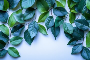 Fototapeta premium Green Botanical Foliage on White Background for Nature-Themed Designs
