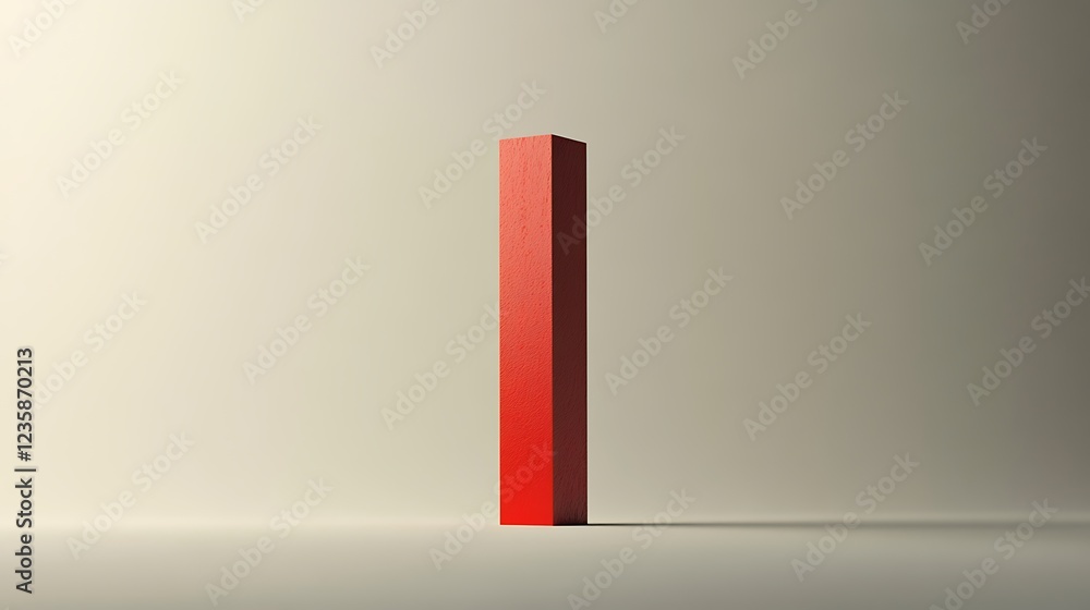 Poster red block letter i on light background