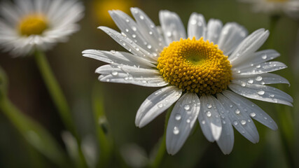 Fototapeta premium Close-up of a Stunning White Daisy Flower in Full Bloom with Crisp Petals and a Radiant Center