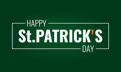 happy st. patrick's day, white and orange text over green gradient background