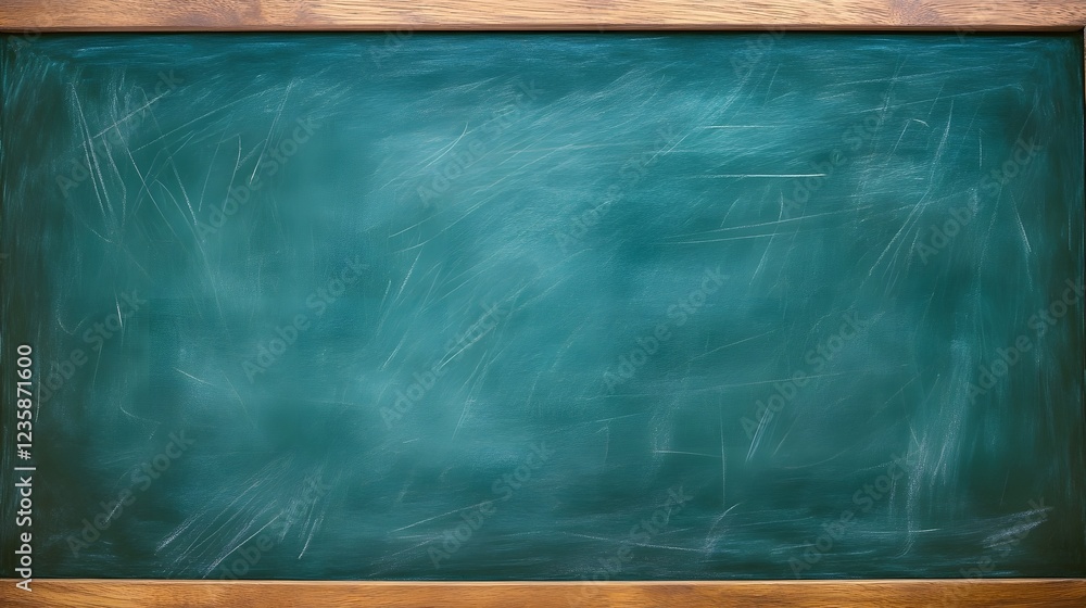 Aufkleber empty green chalkboard or blackboard in a classic classroom setting providing a surface for writing 