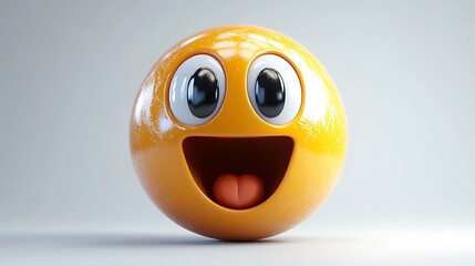 3D happy emoji on a plain background. Possible use for social media, web design, or education