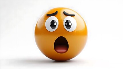 3D emoji, scared, surprised, against white background. Possible stock photo use