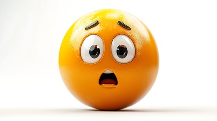 3D Rendered Scared Emoji, Isolated, Studio Shot