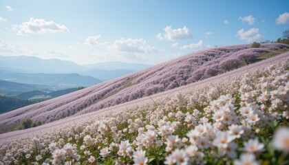 Obraz premium Spring blossoms carpeting a hillside