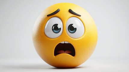 Fototapeta premium 3D scared emoji isolated on white background for use in social media or educational material