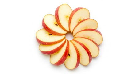 Sliced Red Apple Arranged in a Circular Flower Shape Healthy Food Fruit Slices Studio Shot