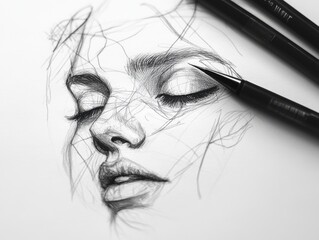 Fototapeta premium Linework human sketches highlight artistic simplicity.