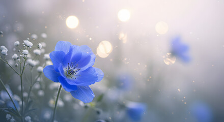 Enchanted Blue Flower in Soft Light, Dreamy Floral Photography