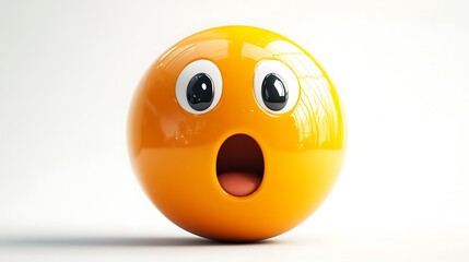 3D surprised emoji on white background. Possible use stock photo