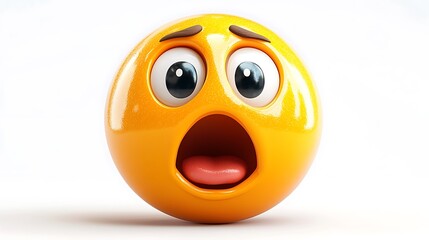 Fototapeta premium 3D render of scared emoticon against white background. Possible use Social media graphics, digital communication